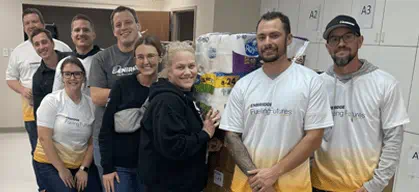 Enbridge Gas employees delivering home supplies to a food bank. 