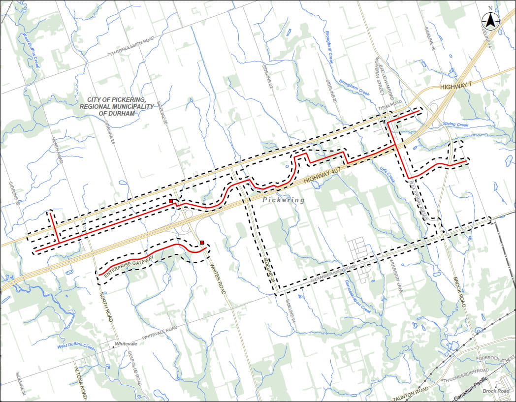 Seaton Employment Lands Pipeline Project map