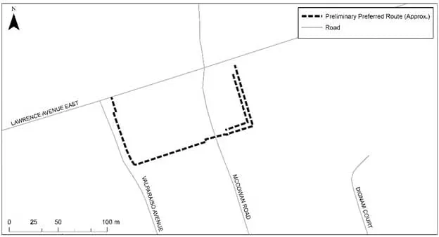 Lawrence Avenue East Station Relocation Project map