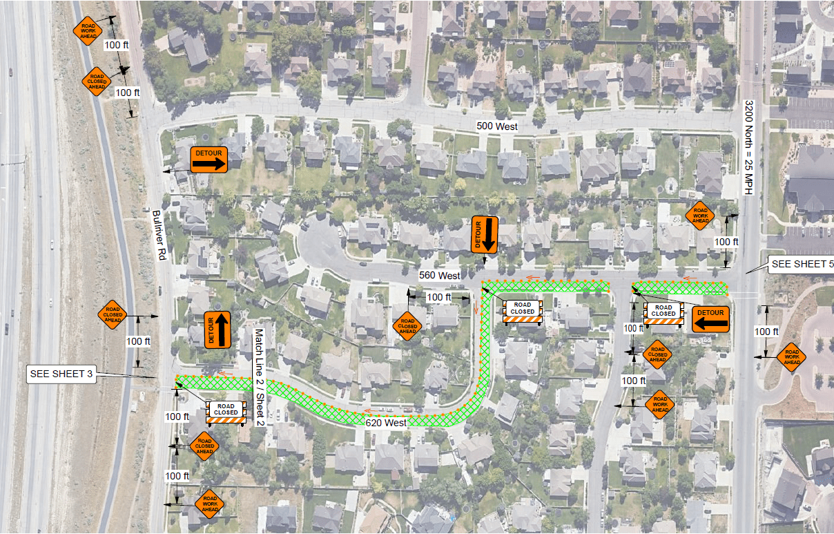 Map showing the upcoming work for gas feeder line 26