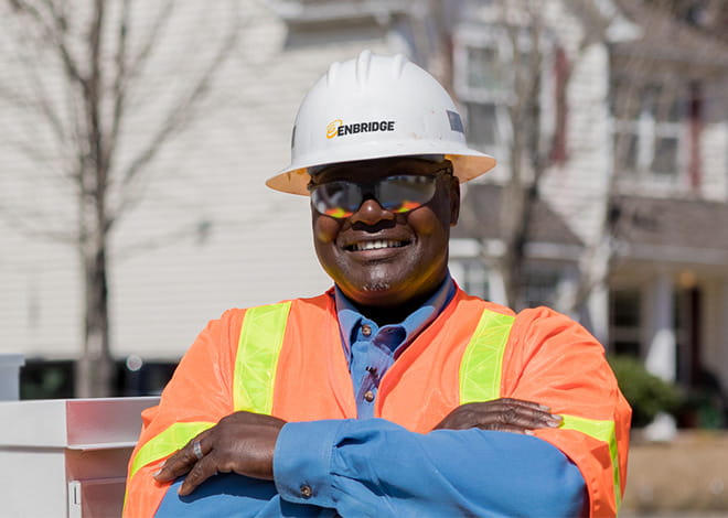 Enbridge Gas Employee in Hardhat