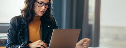 Woman working laptop at office