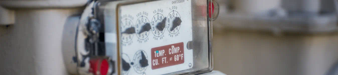 Close up view of a natural gas meter