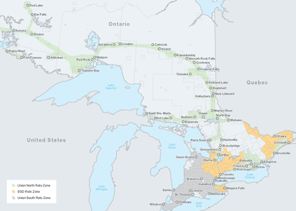 Enbridge Gas rate zones map