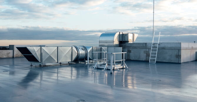 Make-up air unit on a rooftop.