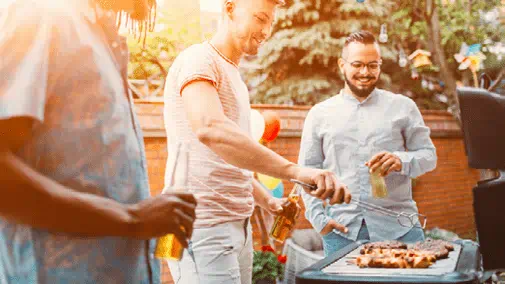 Friends grilling natural gas barbeque