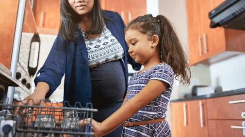 Family empty dishwasher